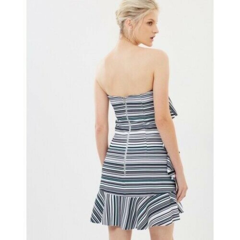 By Johnny Briath Stripe Frill Mini Dress - Picture 2 of 7